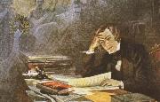 johannes brahms a romantic lithograph of schumann composing his song dichtrliebe oil painting